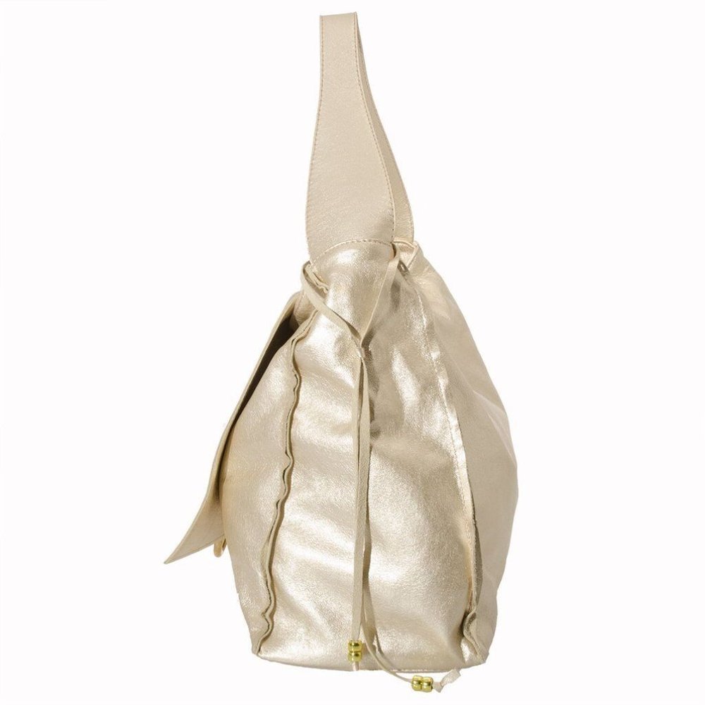 MARNIE BUGS JOSEPHINE HANDBAG IN METALLIC GOLD DISTRESSED LEATHER - Picture 2 of 10